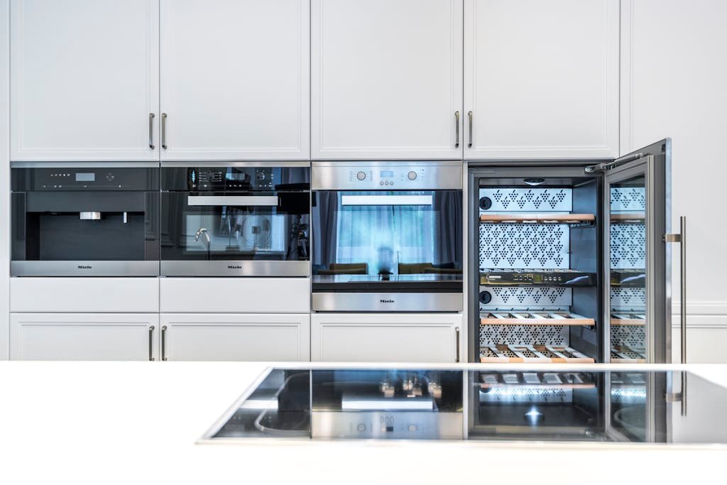A smart kitchen set up in a modern home